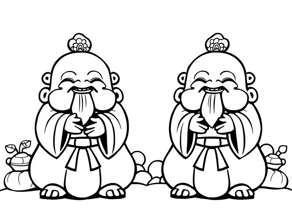 Cute jizu statues - Free Printable Coloring Page