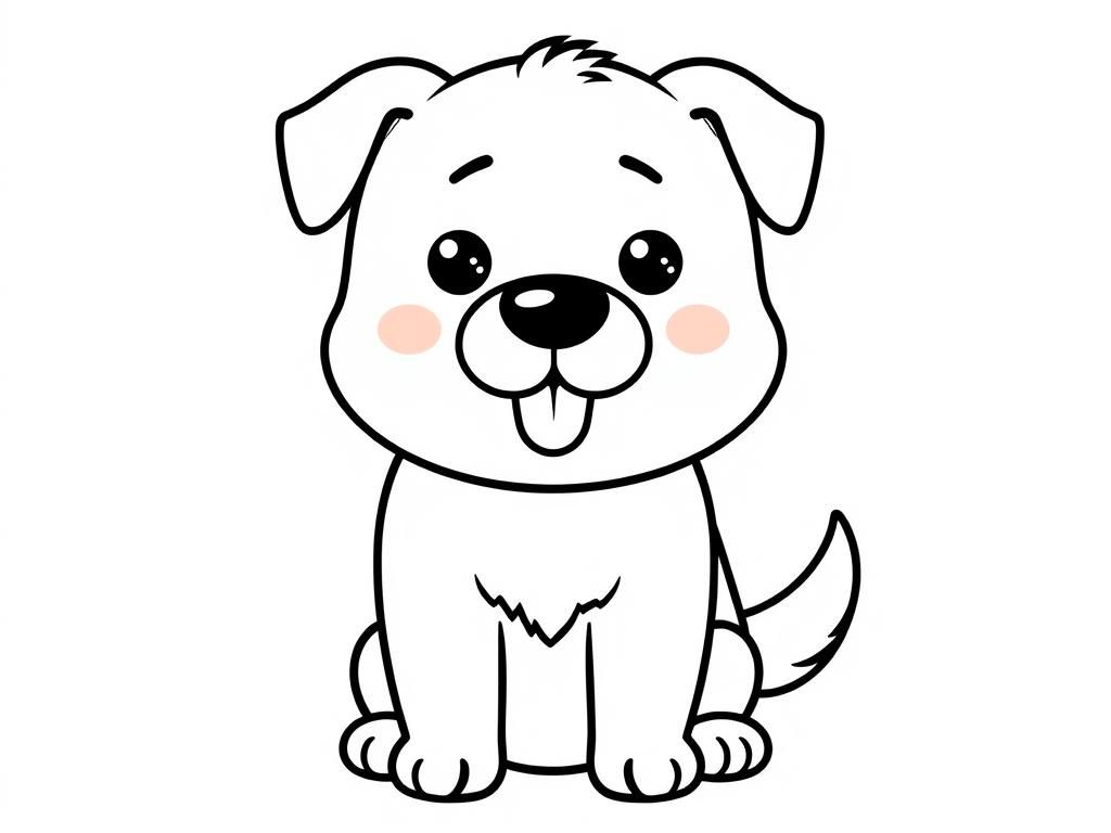 Cute Kawaii dog - Free Printable Coloring Page