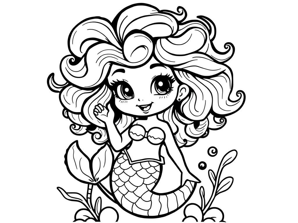 Mermaid Coloring Page for Kids