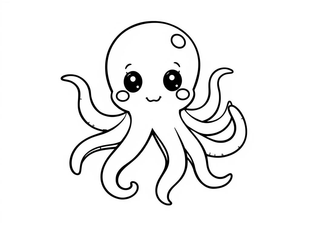 CUTE OCTOPUS - Free Printable Coloring Page