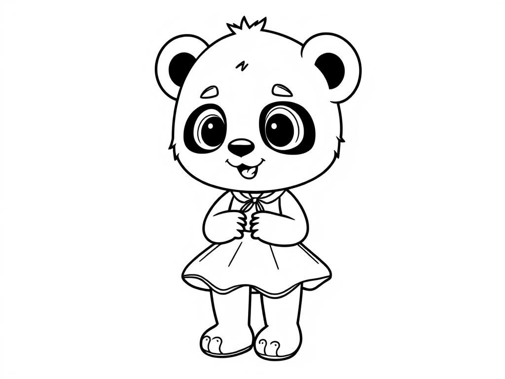 Preview of cute panda girl with a dress