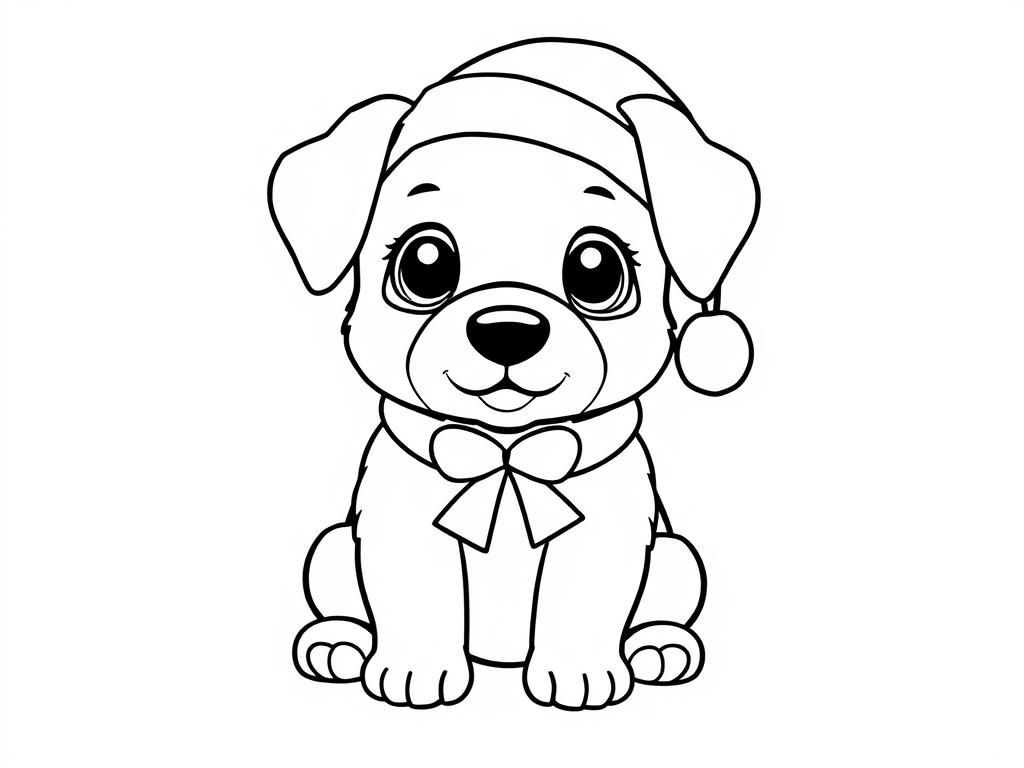 Schattige puppy kerst kleurplaat