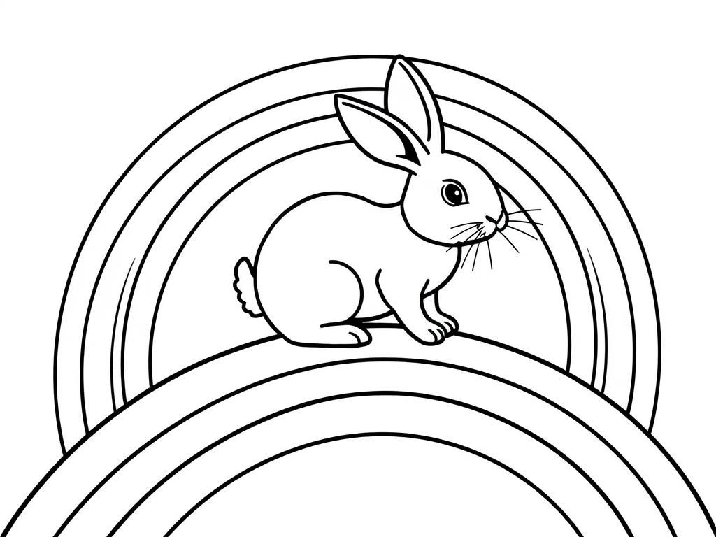 Rabbit Rainbow Coloring Page