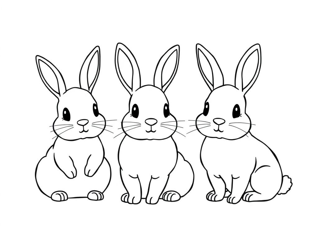 Rabbits Friends Coloring Page - Free Printable Coloring Page