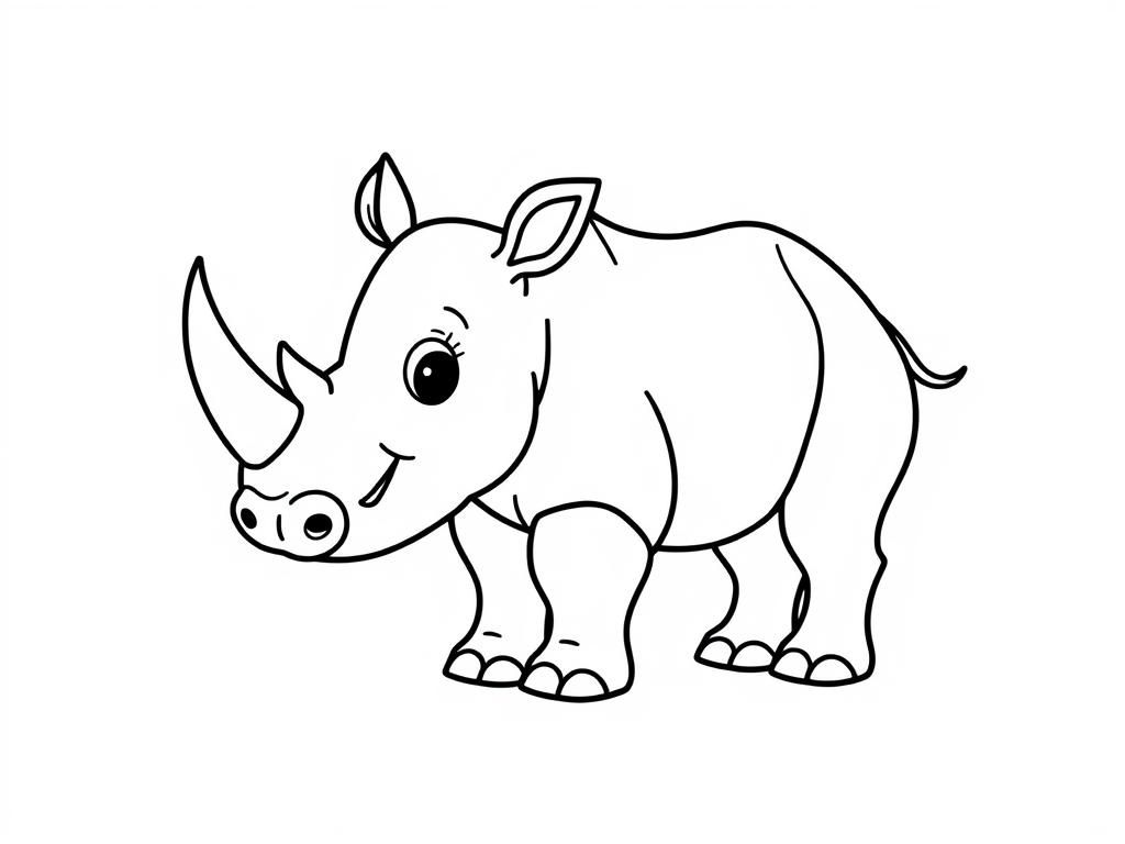 Kleurplaat van een neushoorn