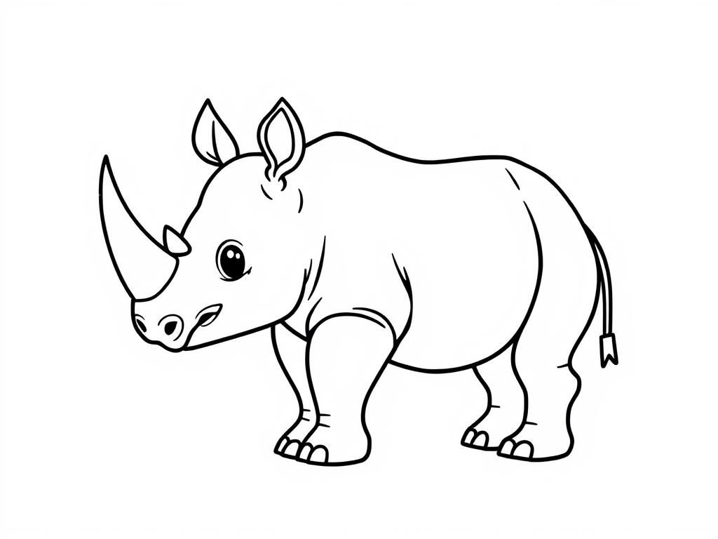 Kleurplaat van een neushoorn