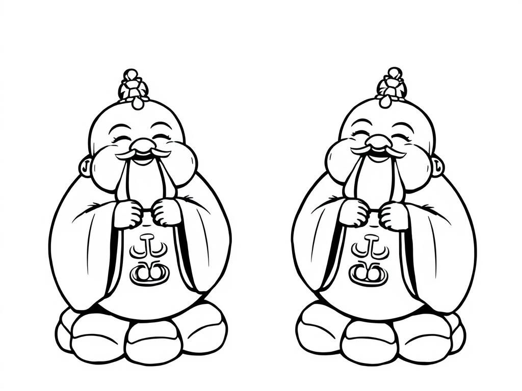 Cute round jizu statues - Free Printable Coloring Page