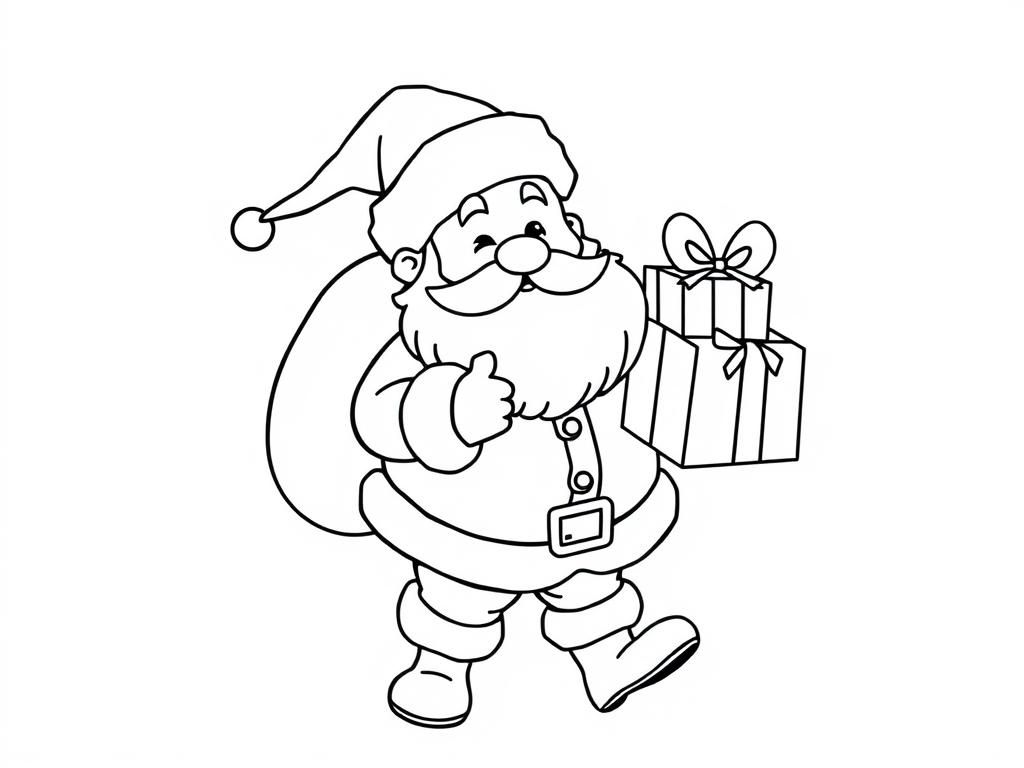 Santa Claus Holding Gift Coloring Page