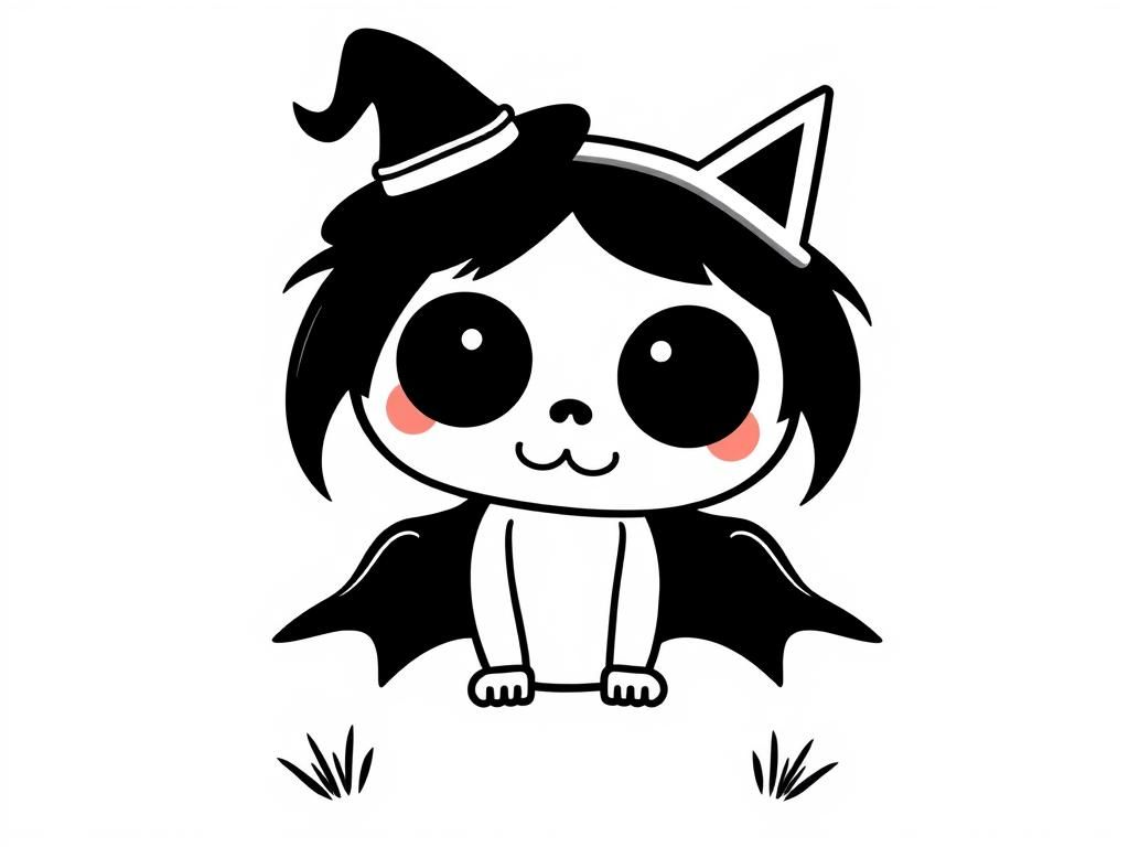 Cartoon Bat Witch Coloring Page