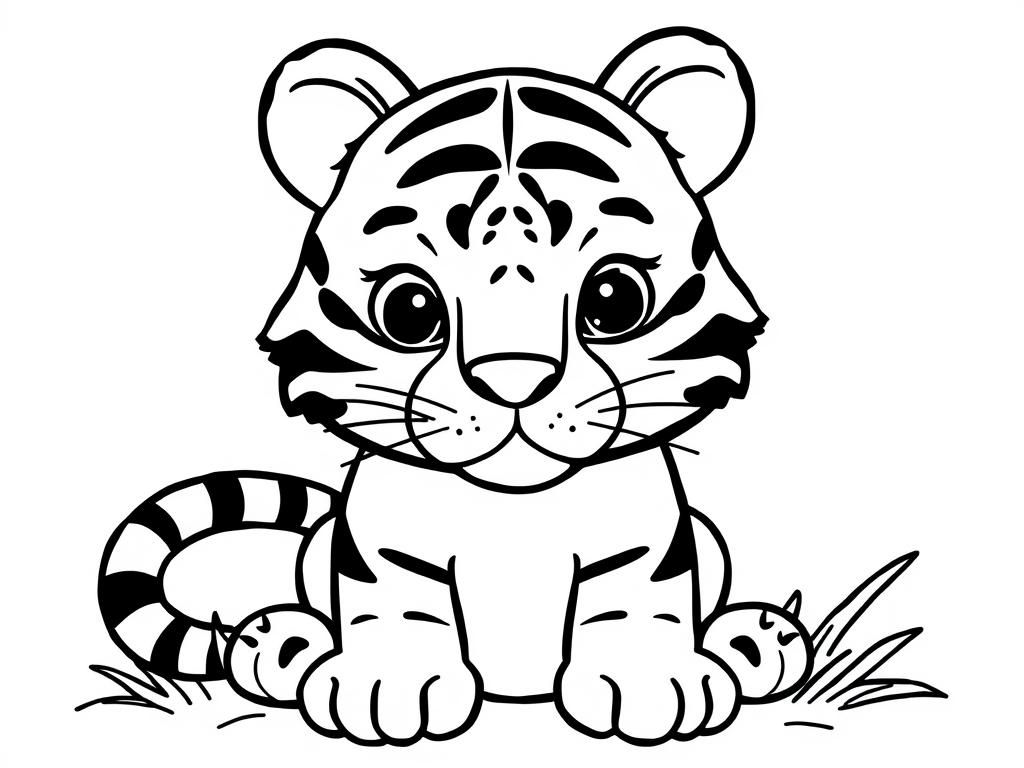 Cute Tiger Cub Coloring Page