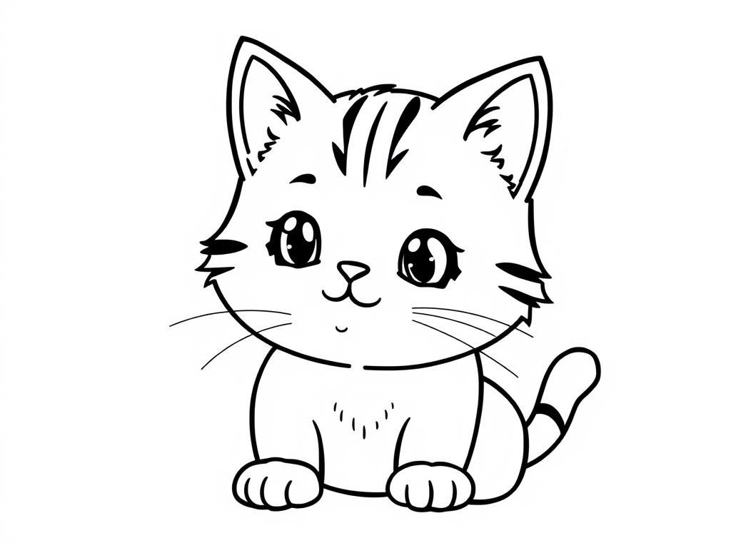 Cute Cat Coloring Page