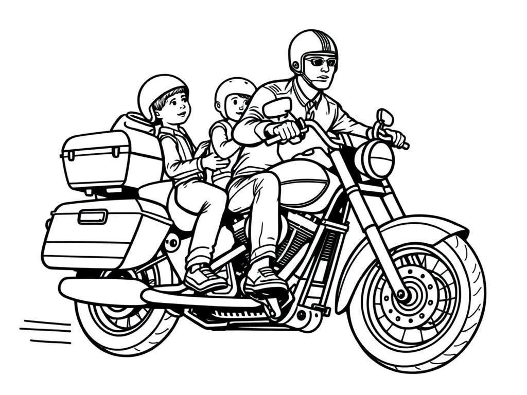 dad is riding harley davidson with son