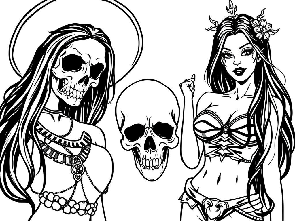 dark metal with skulls and sexy ladies