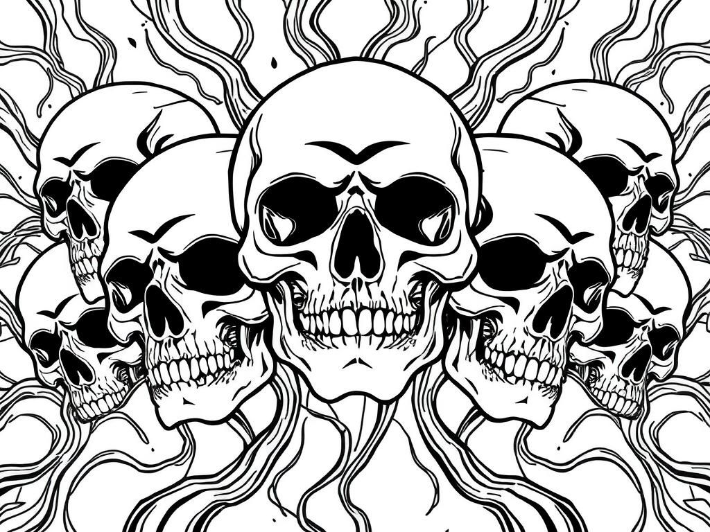 Skulls Coloring Page