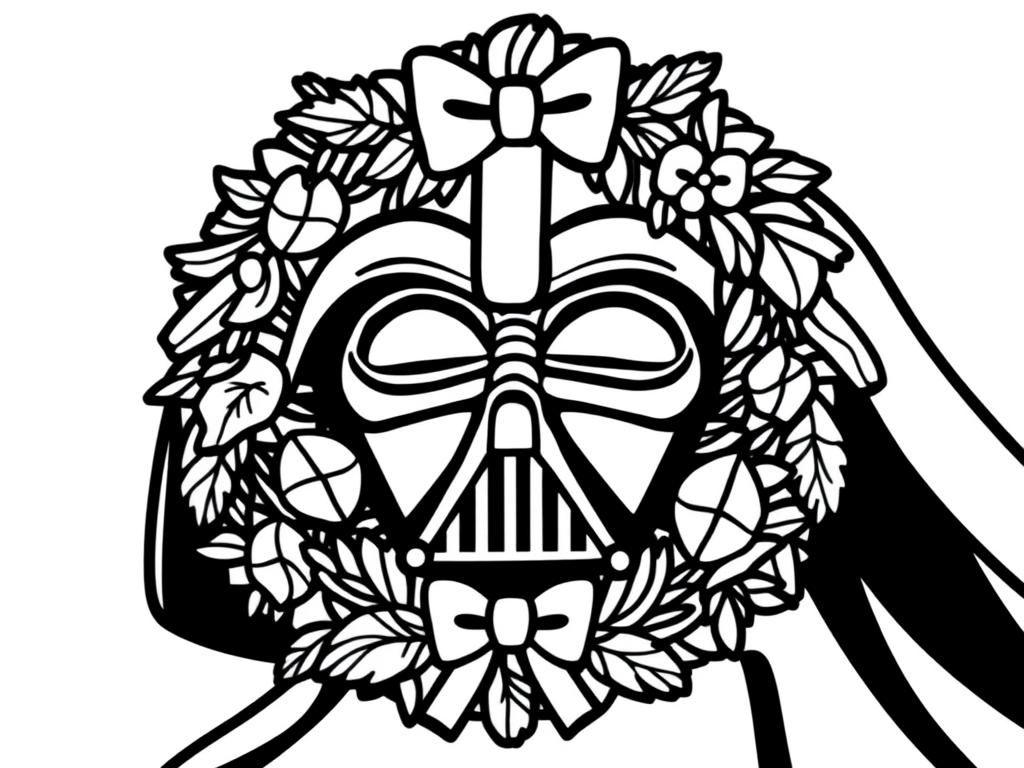 darth vader christmas wreath - Free Printable Coloring Page