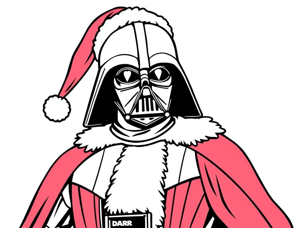 darth vader dressed as santa - Free Printable Coloring Page