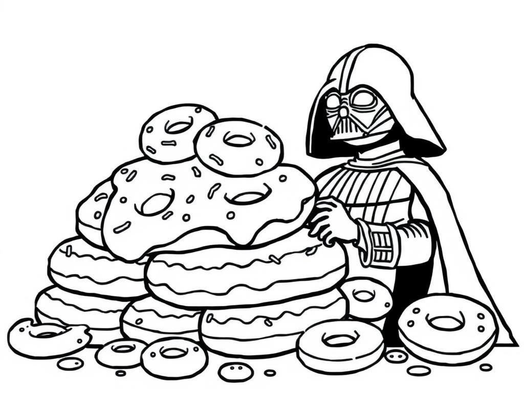 Preview of Darth vader eating a hughe Pile of donuts