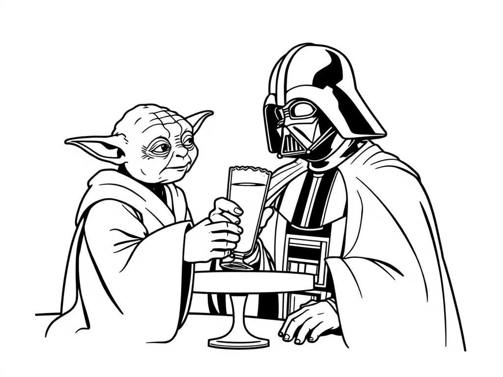 Preview of Darth vader having a drink with yoda