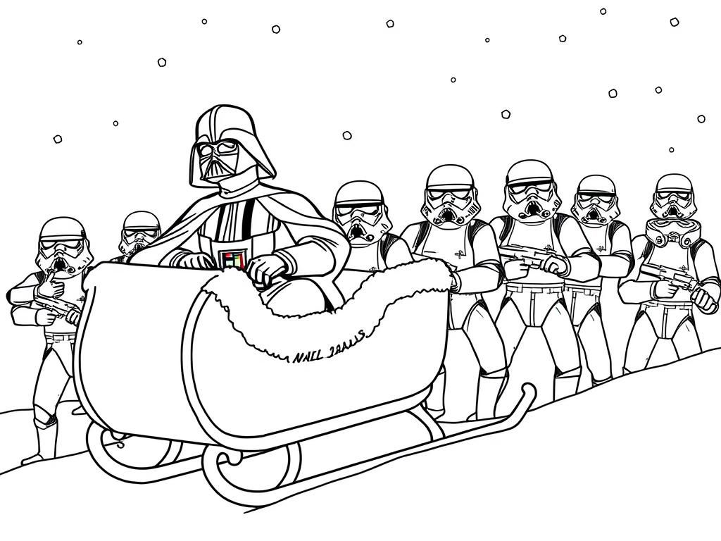 Darth Vader Sleigh Ride Coloring Page