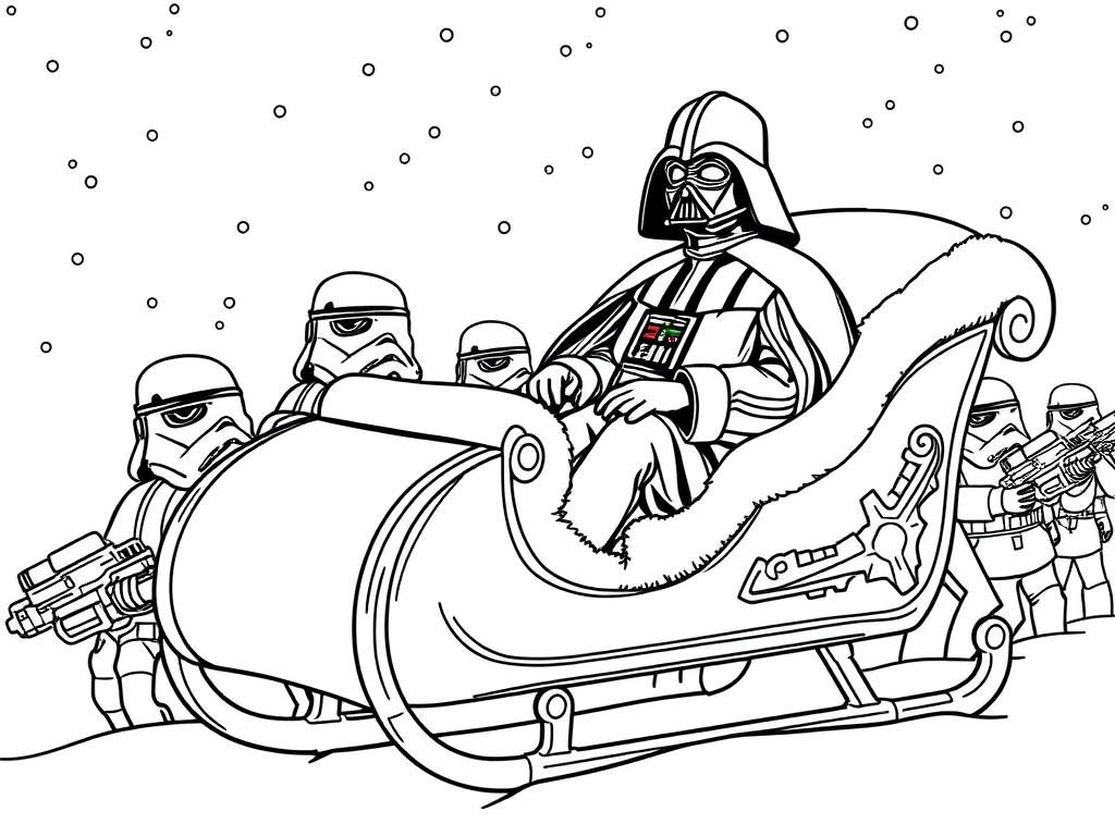 Darth Vader's Sleigh Ride Coloring Page