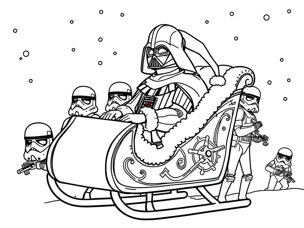 Star Wars Characters Darth Vader Sleigh Coloring