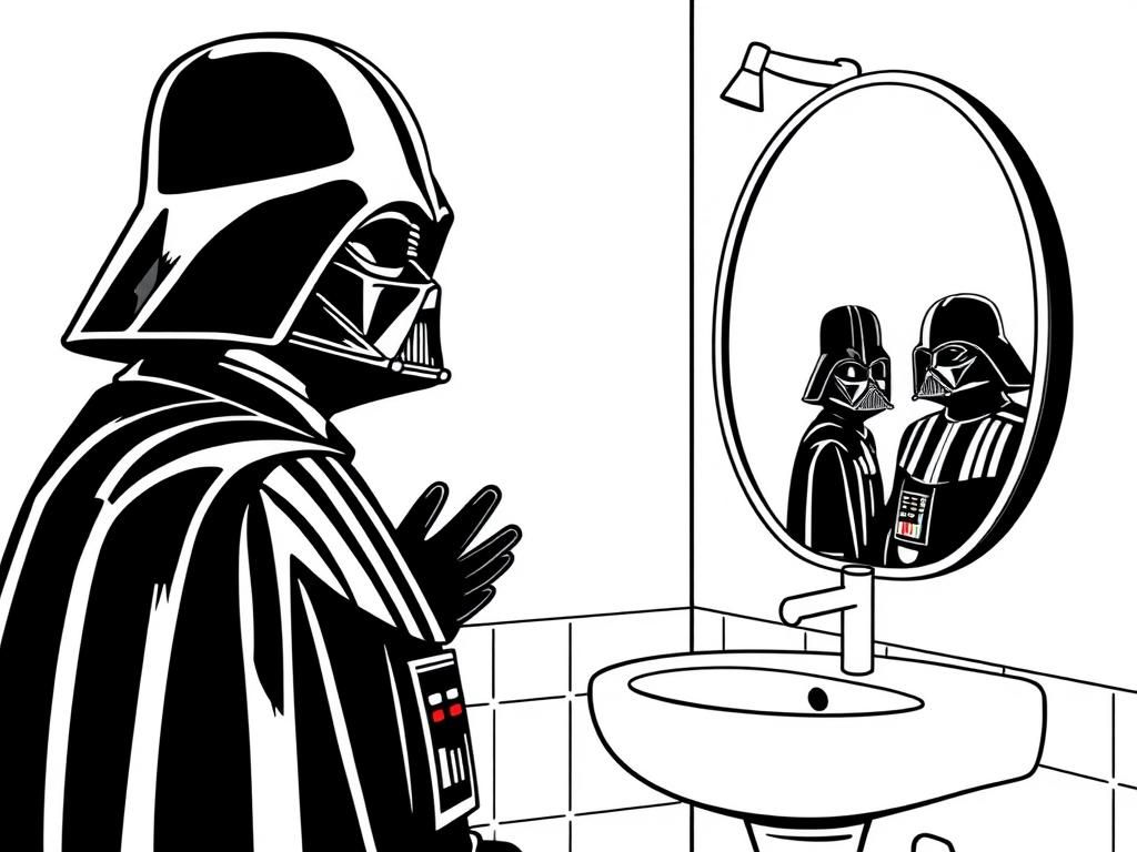 Preview of Darth vader in the restroom doing his hair