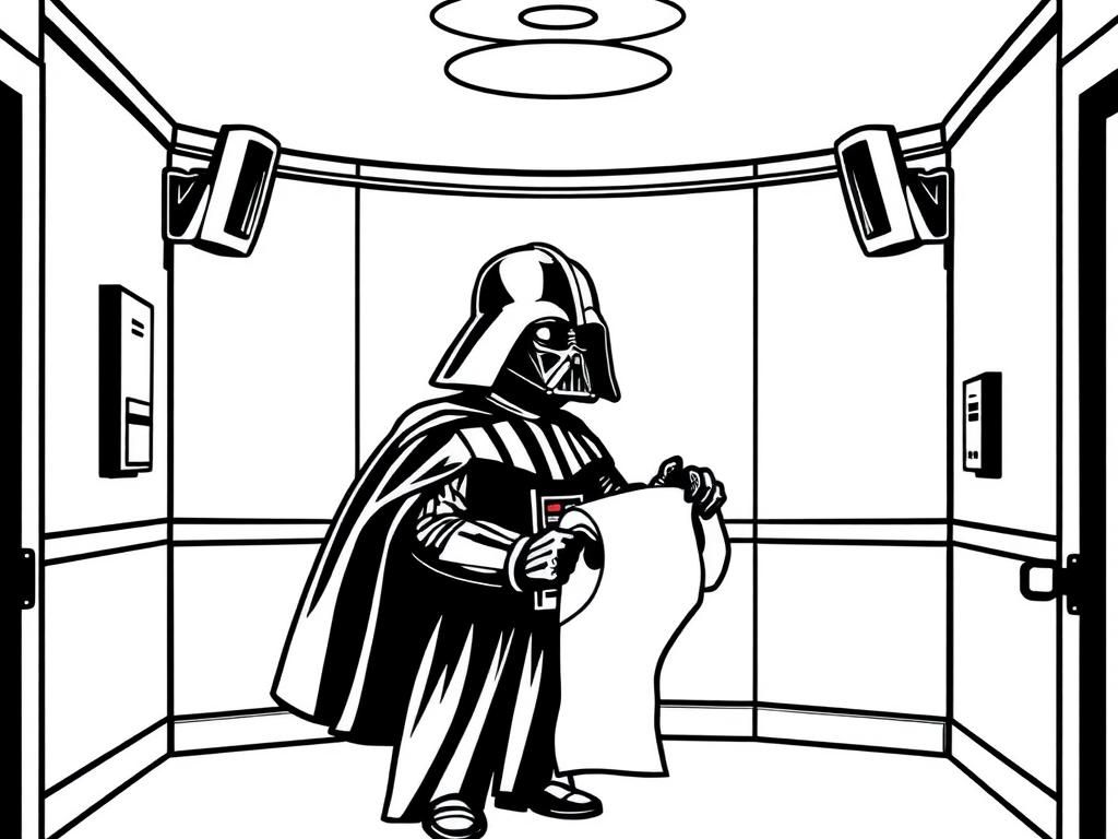 Preview of Darth vader in the restroom pulling toilet paper