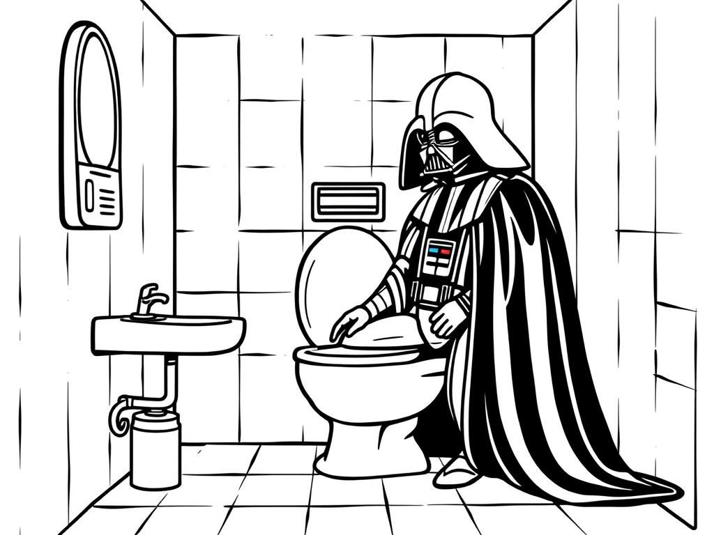 Preview of Darth vader in the restroom Stuck on toilet