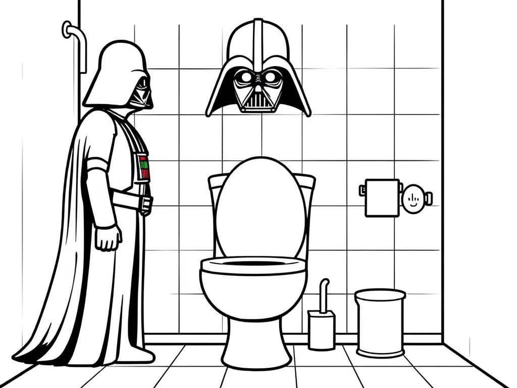 Darth vader in the restroom Stuck on toilet