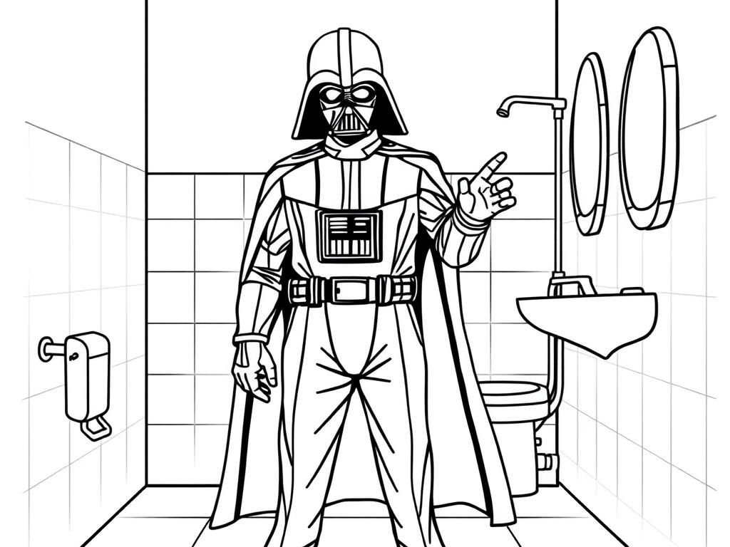 Preview of Darth vader in the restroom trousers blocking