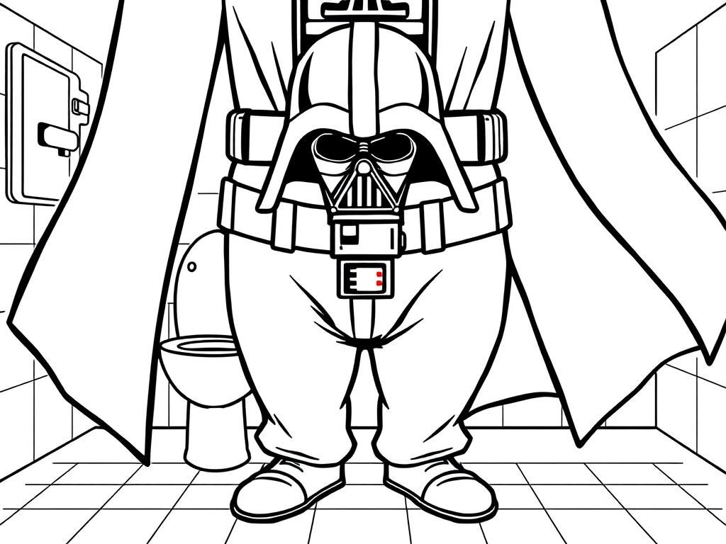 Darth vader in the restroom trousers blocking