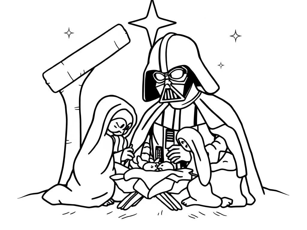 Darth Vader Nativity Coloring Page