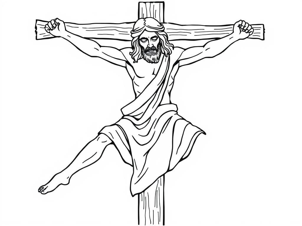 dead jesus on a cross farting legs spread