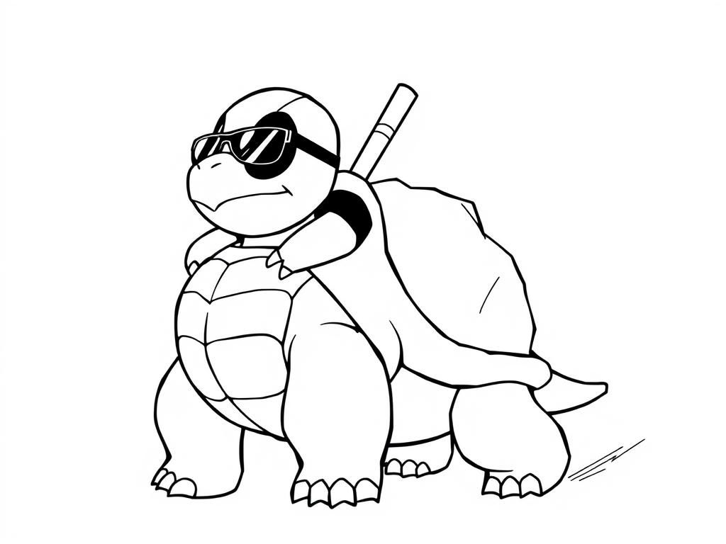 Preview of Deadpool riding a shiny Blastoise pokemon with sunglasses