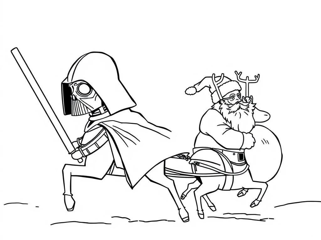 Darth Vader and Santa Claus Coloring Page