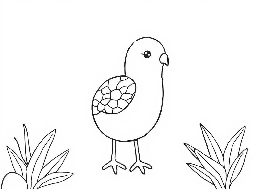 Bird Coloring Page with Grass