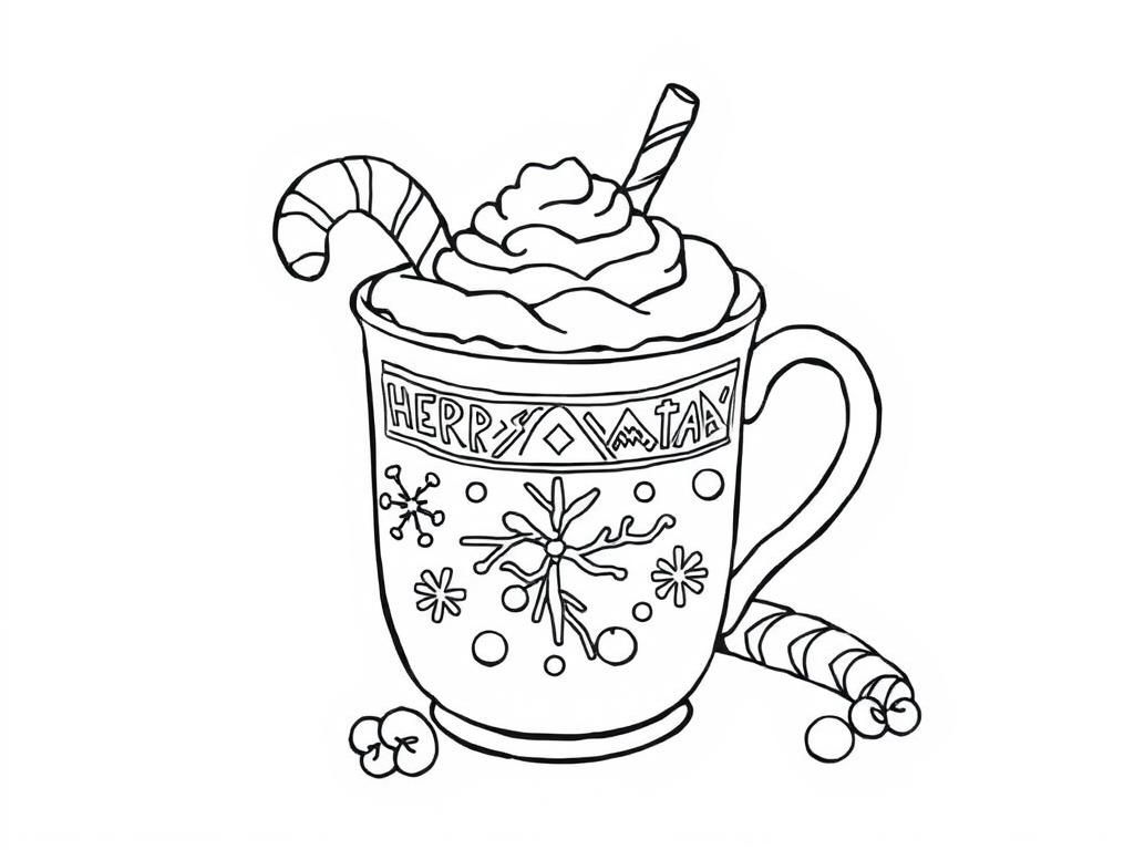 Preview of decorated christmas hot chocolate (black and white)