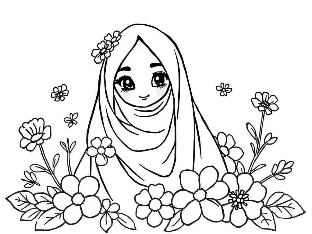 Delizah with flowers and Stitch - Free Printable Coloring Page