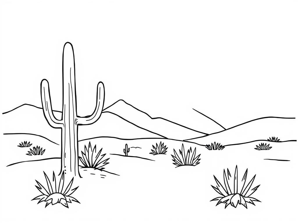 Desert Landscape Coloring Page