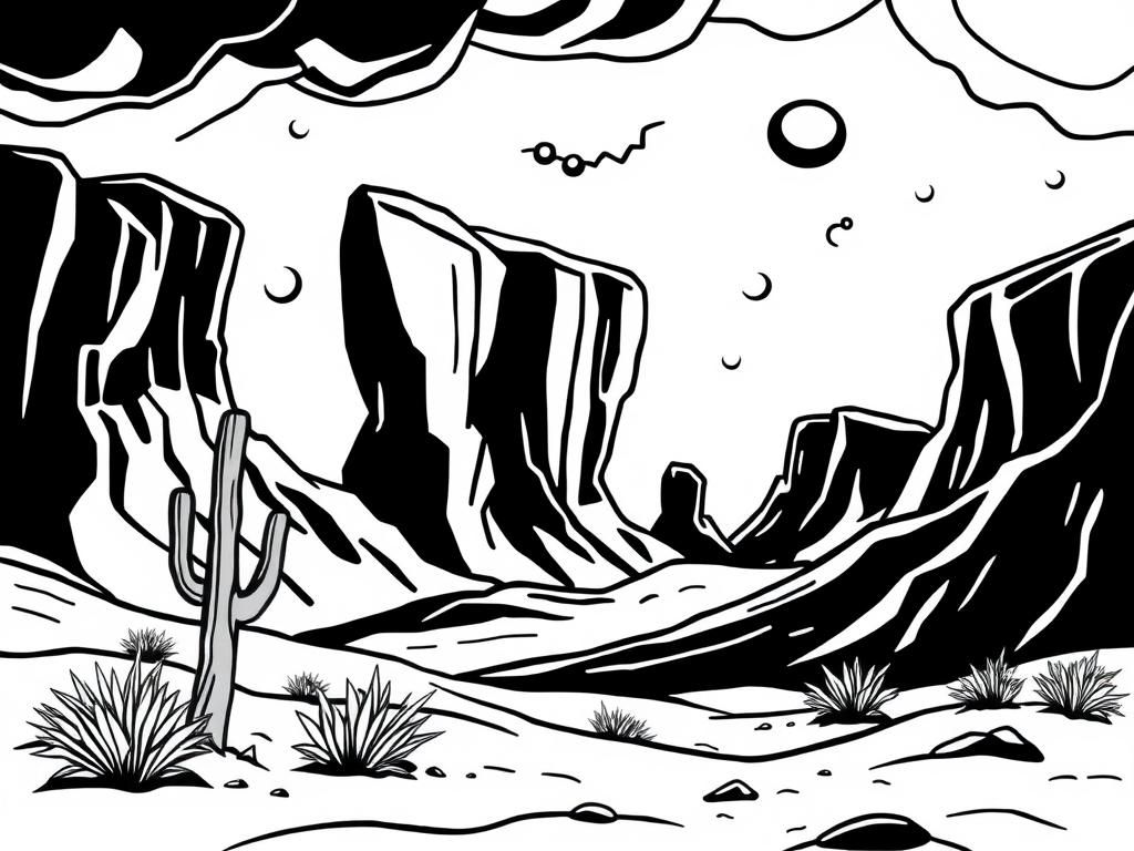 Desert Landscape Coloring Page