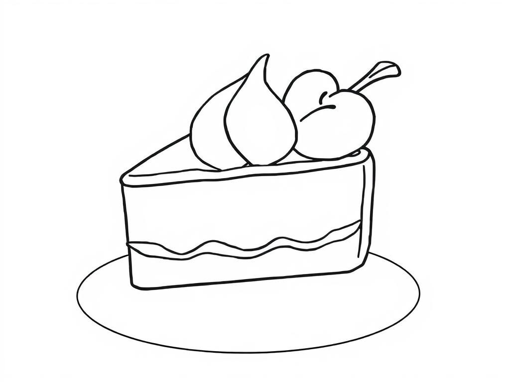 Cake and Pear Coloring Page