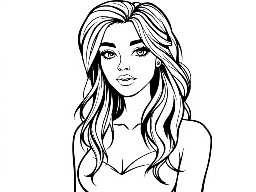 Woman With Long Hair Coloring Page