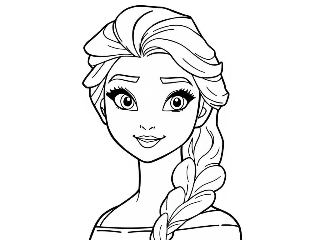 Preview of Detailed Elsa Coloring Page