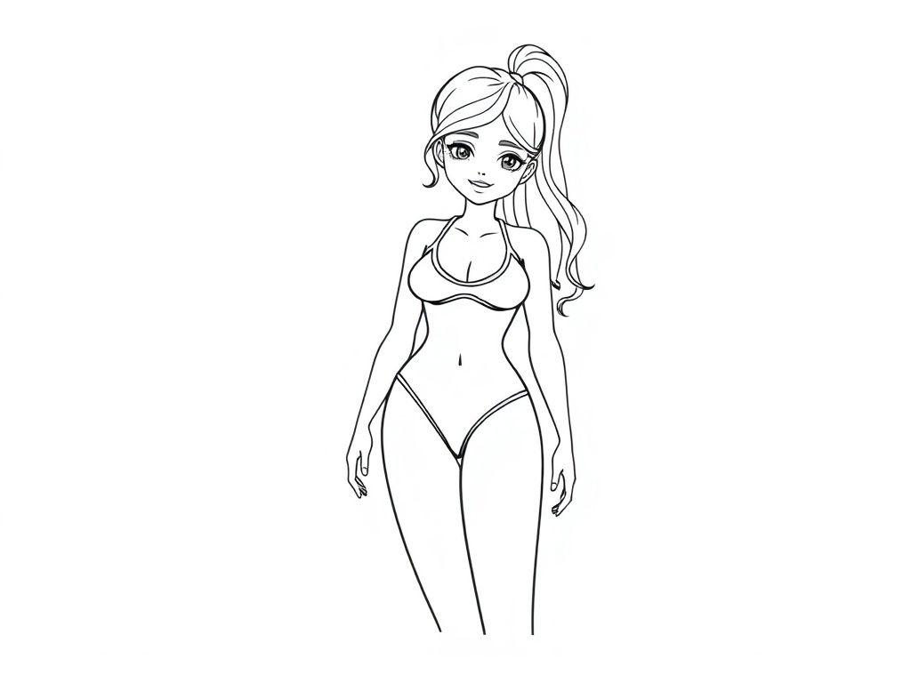 Bikini Girl Coloring Page