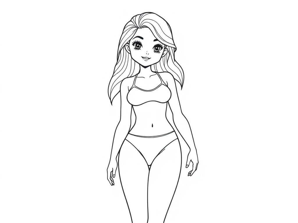 Woman in Underwear Coloring Page