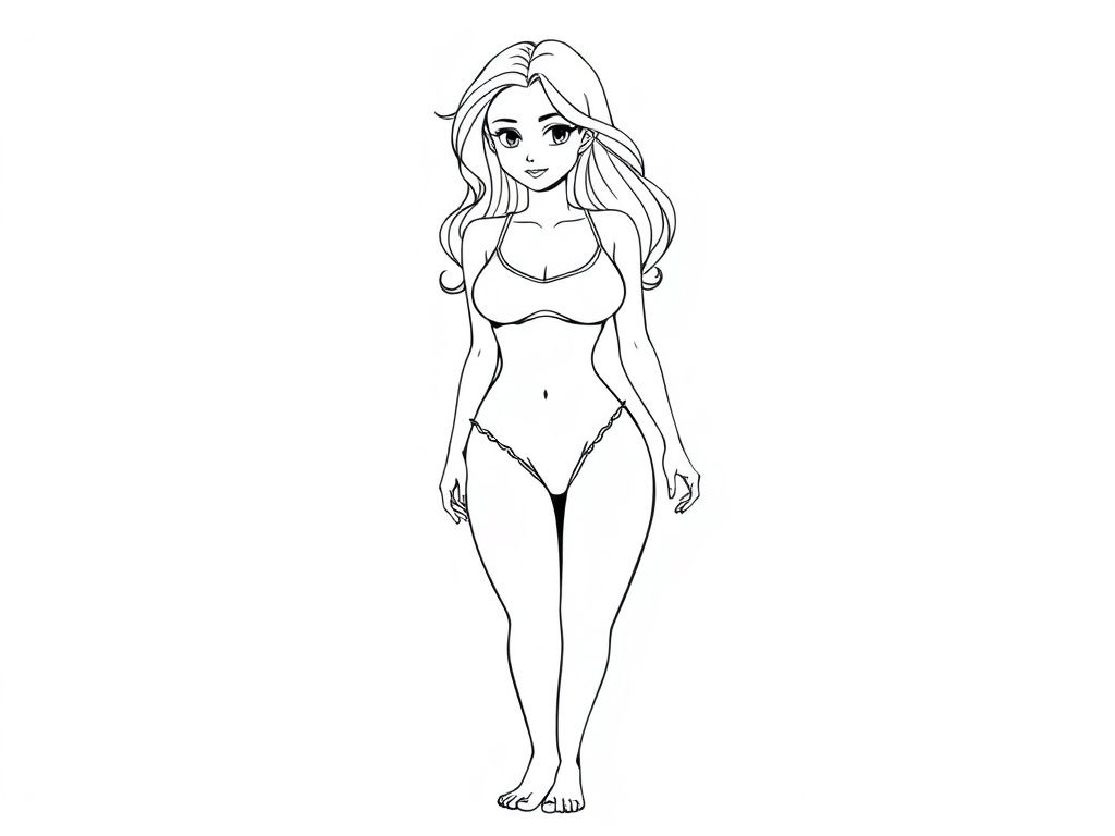 Bikini Girl Coloring Page