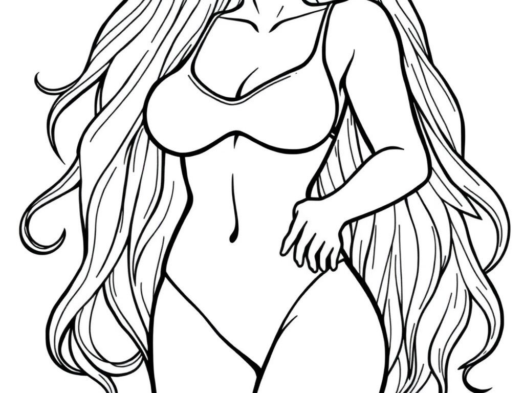Bikini Model Coloring Page