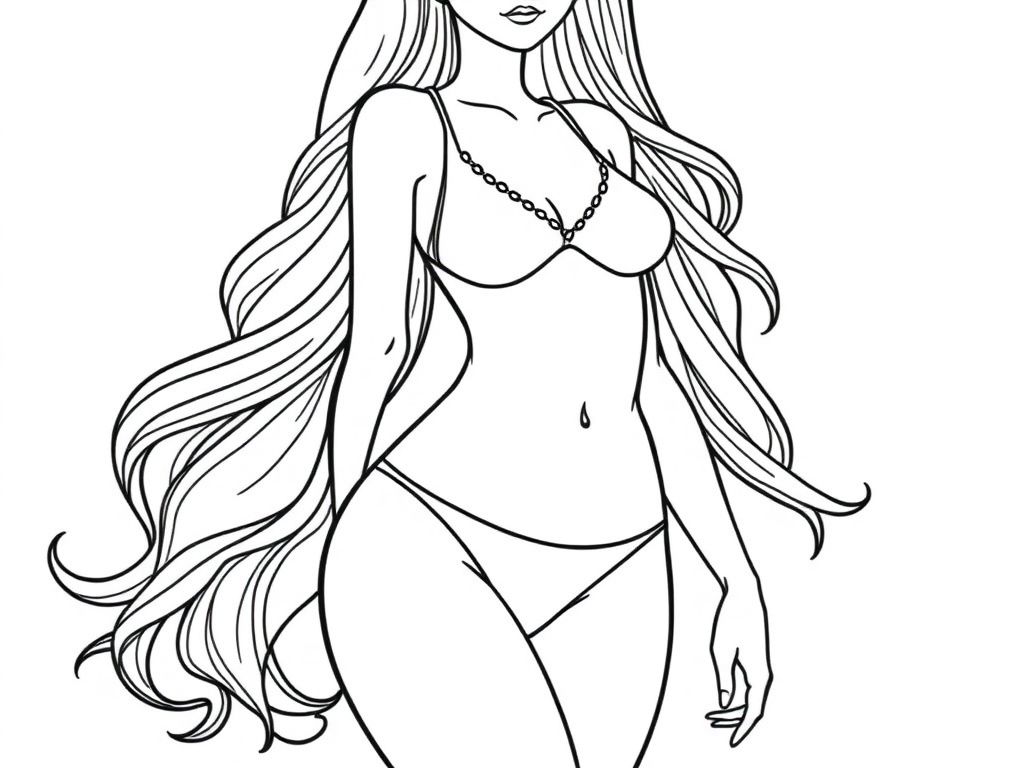 Detailed realistic, curvaceous, attractive, pretty Female full body, swimsuit