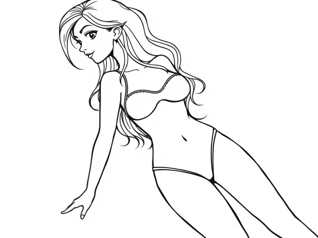 Detailed realistic, curvaceous, attractive, pretty Female full body, swimsuit