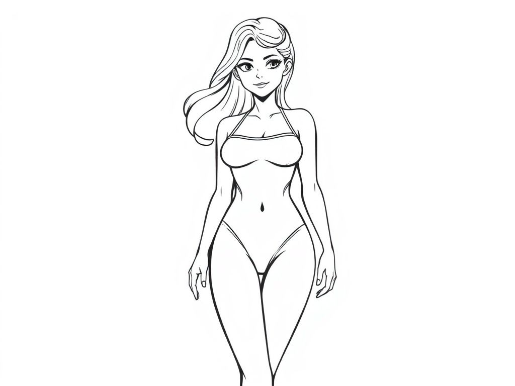 Bikini Girl Coloring Page